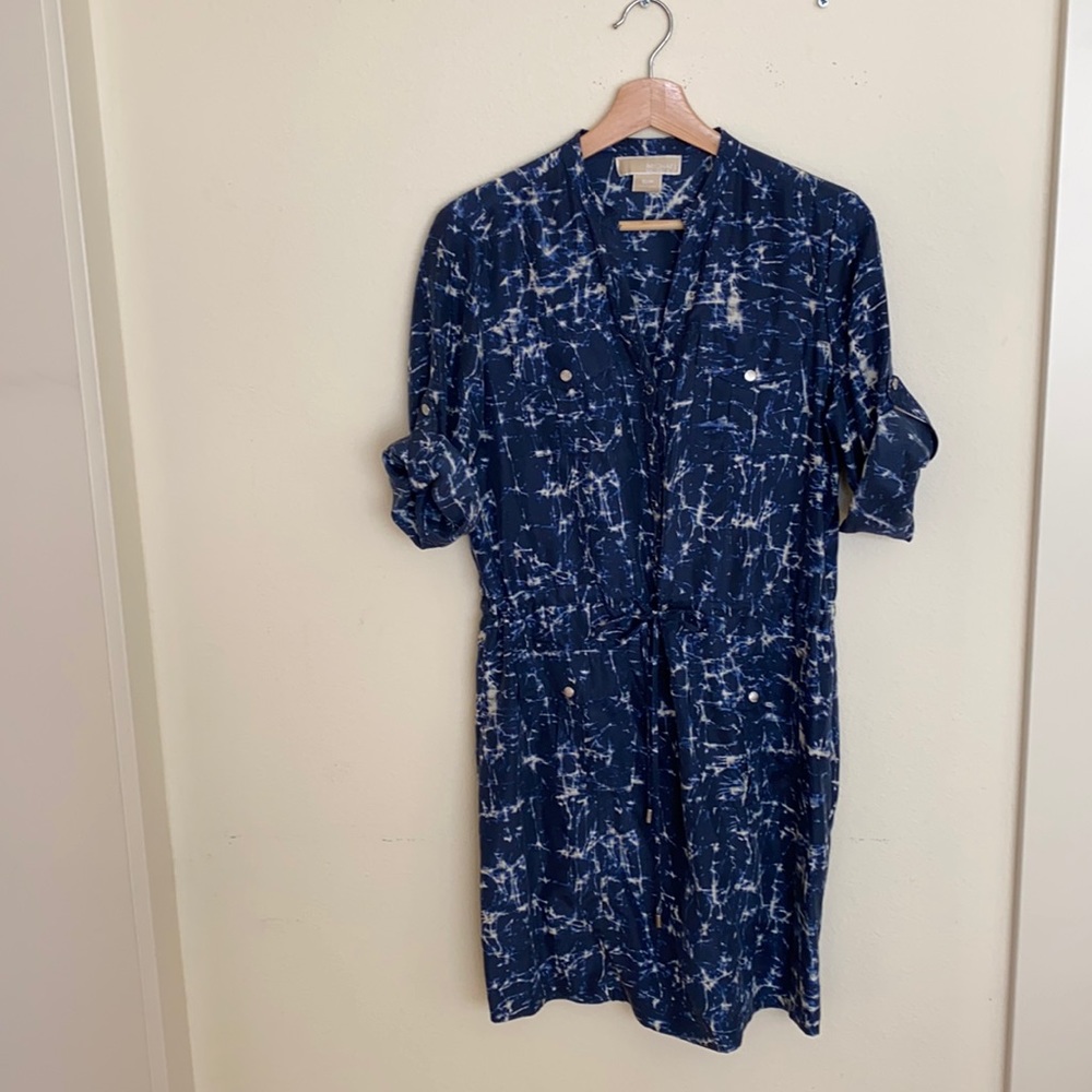 Michael Kors blue silk cargo dress